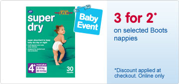 3 for 2 on selected Boots nappies